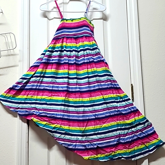 NWT Children's Place Multicolor Peruvian Stripes size M 7/8 Hi Low Maxi Dress - Picture 1 of 7